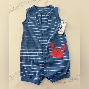 3/$10 Carter's Blue and White Striped Baby Romper 18M